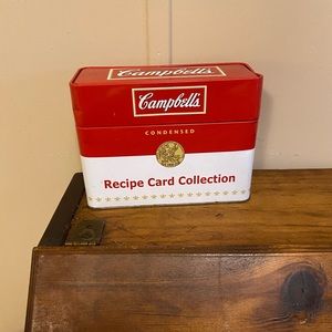 Campbells Recipe Tin filled with recipes and some blank cards